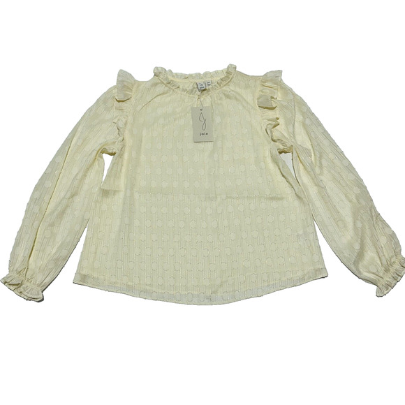 Joie Blouse Top Women's Small Ivory Ruffle Crew Neck Balloon Sleeve Pullover NWT - Picture 1 of 8